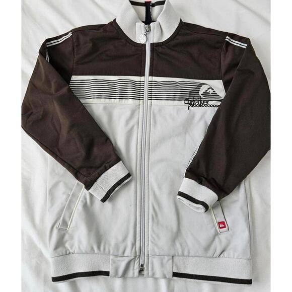 Quiksilver Full Zip-Up Jacket - Brown and Cream Size Kids Medium 5-6 - Picture 1 of 7